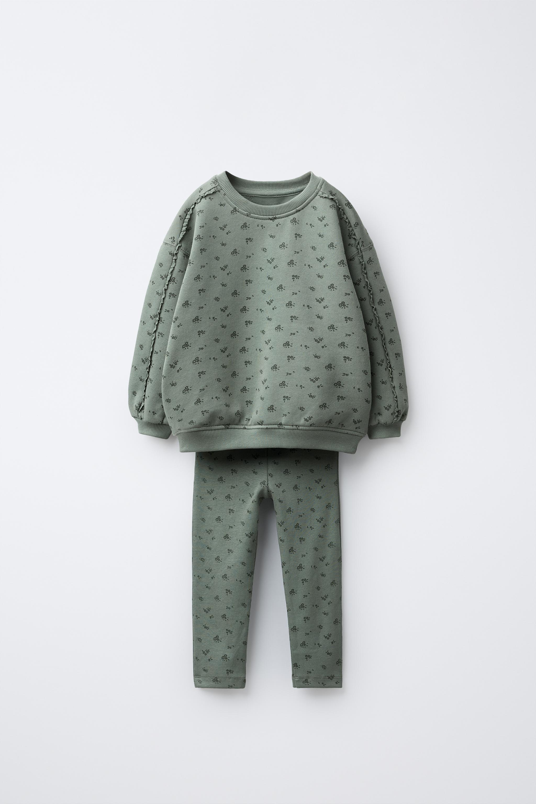 フラワー柄スウェットシャツ＆レギンスセット - rウォッシュ