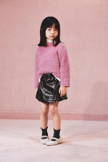 PATENT BERMUDA SKORT WITH TIE DETAIL - Chocolate by Zara