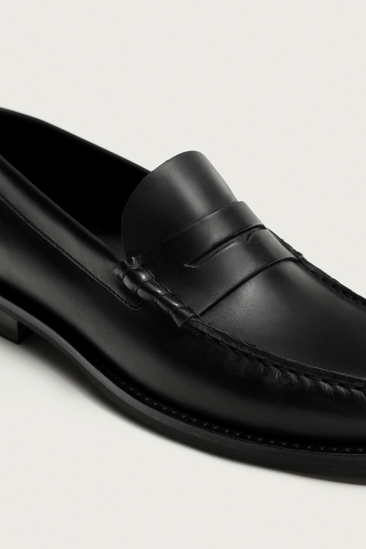 Мужские туфли Zara Leather Penny, цвет: Чёрный — фото 6