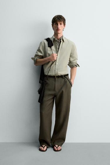 Zara LIMITED EDITION REGULAR FIT POPLIN SHIRT - Washed green - Image 0