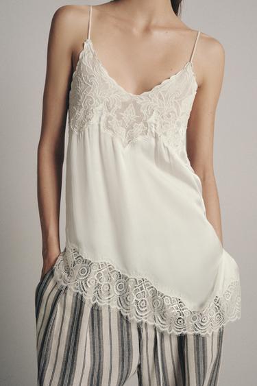 ZW COLLECTION LACE-TRIMMED CAMISOLE TOP - White by Zara - Image 5