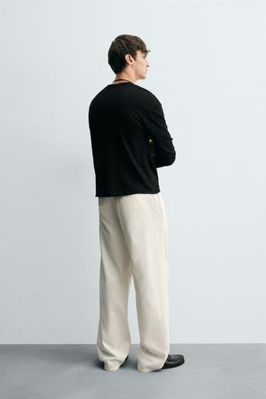 COTTON-HEMP CHINO TROUSERS - White by Zara - Image 2