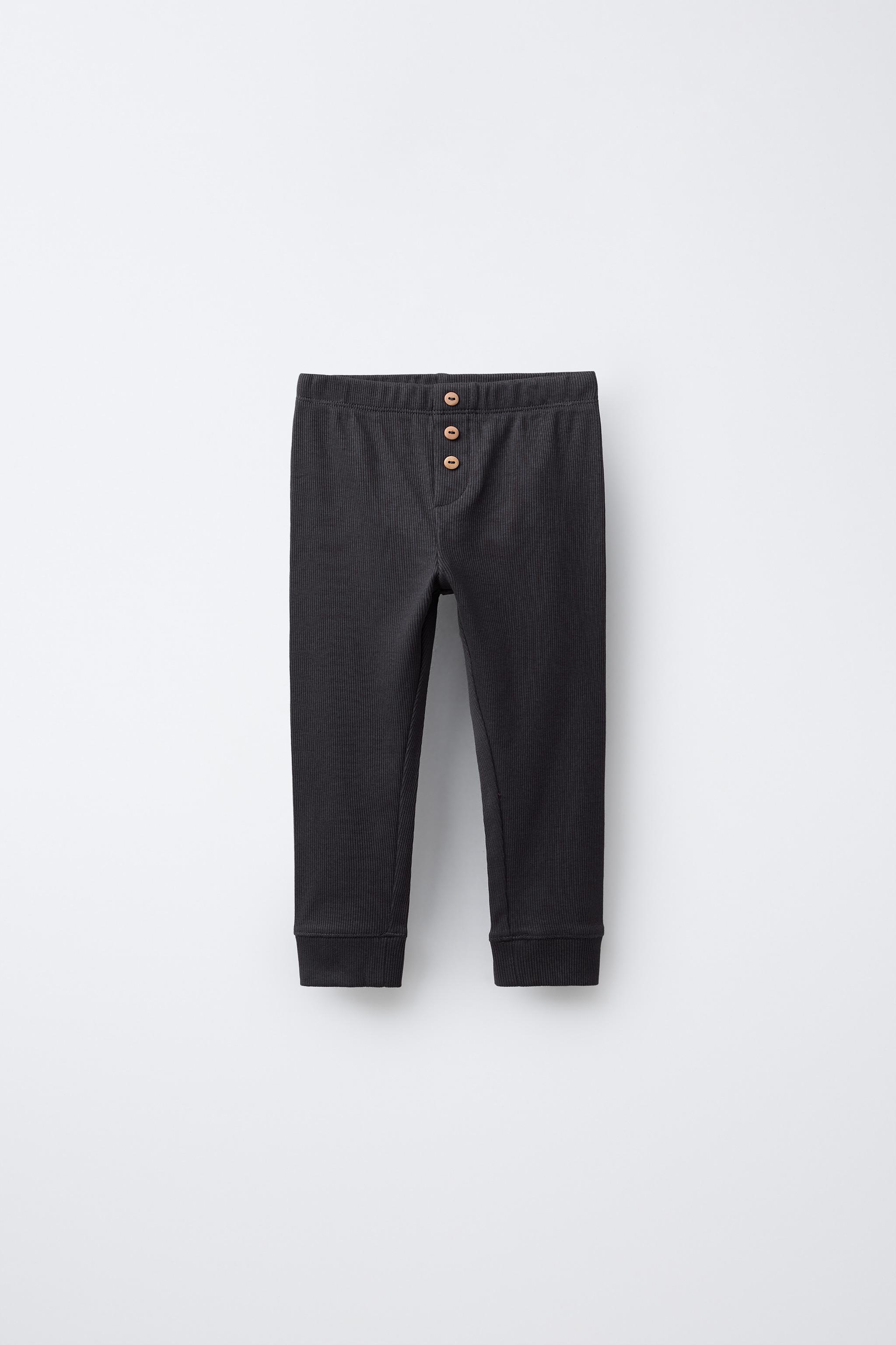 RIBBED LEGGINGS WITH BUTTONS - Anthracite grey | ZARA United States