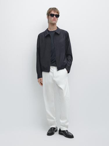 Zara Cotton blend slim fit pants - Oyster-white - Image 0