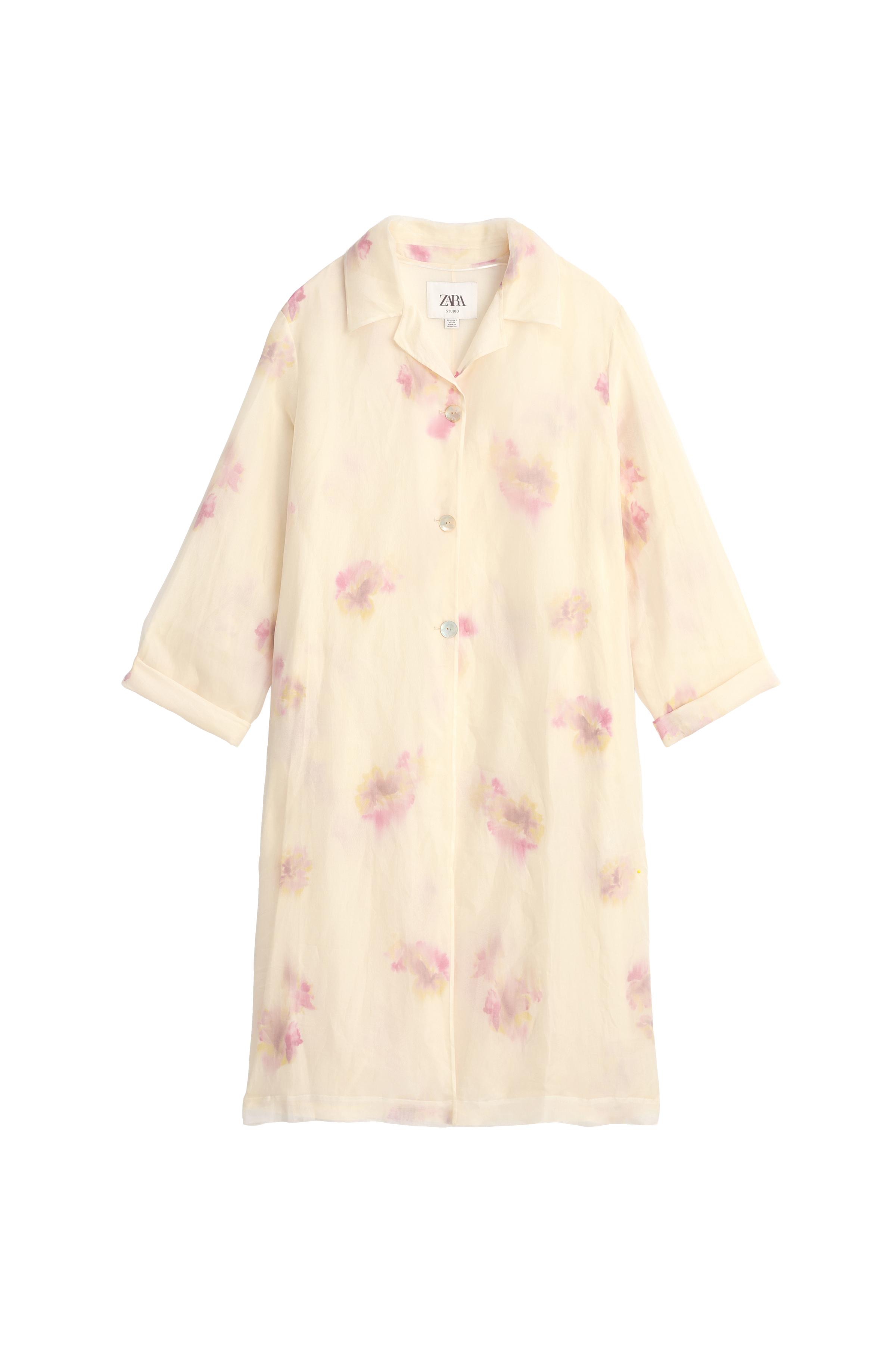 LIMITED EDITION プリントシルクフロックコート - オフホワイト | ZARA