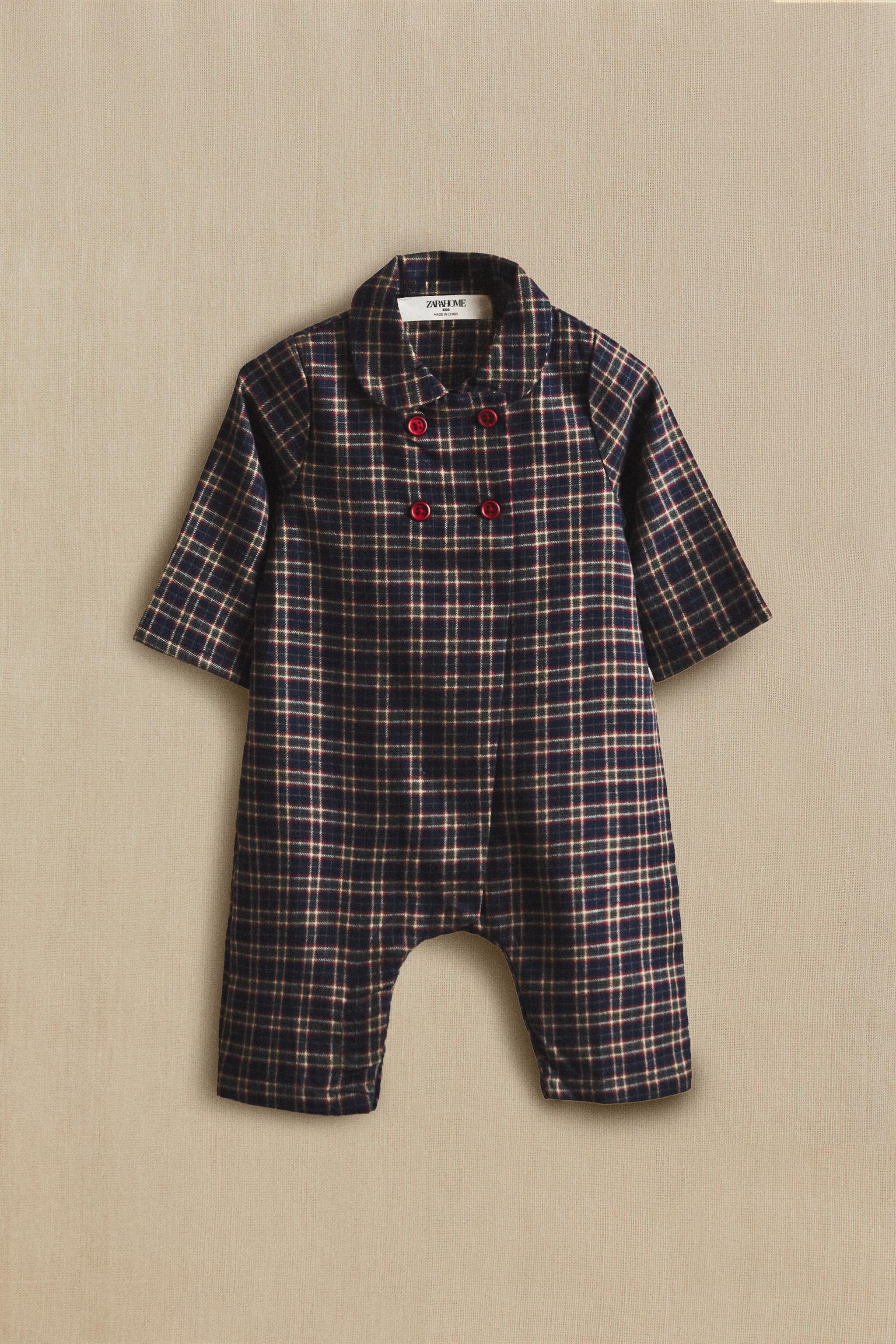 CHECK FLANNEL CHRISTMAS BABY ROMPER