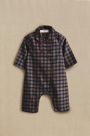 BARBOTEUSE BÉBÉ FLANELLE CARREAUX NOËL - rouge/bleu marine de Zara - Image 4