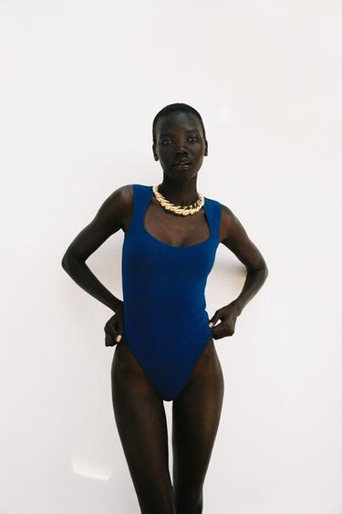 BODY ENCOLURE CARRÉE STRETCH - Bleu de Zara - Image 2
