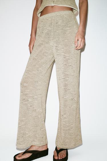 PANTALON LARGE TEXTURÉ - Gris de Zara - Image 1