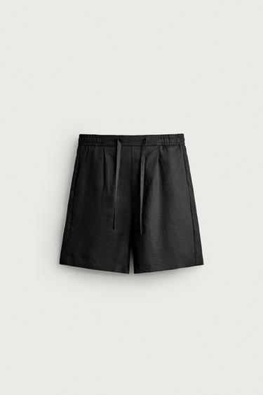 Zara RELAXED FIT BERMUDE OD 100% LANA – Crna