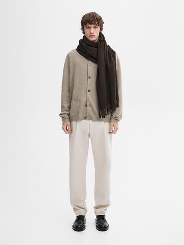 Cárdigan bomber 100% cashmere - Visón de Zara