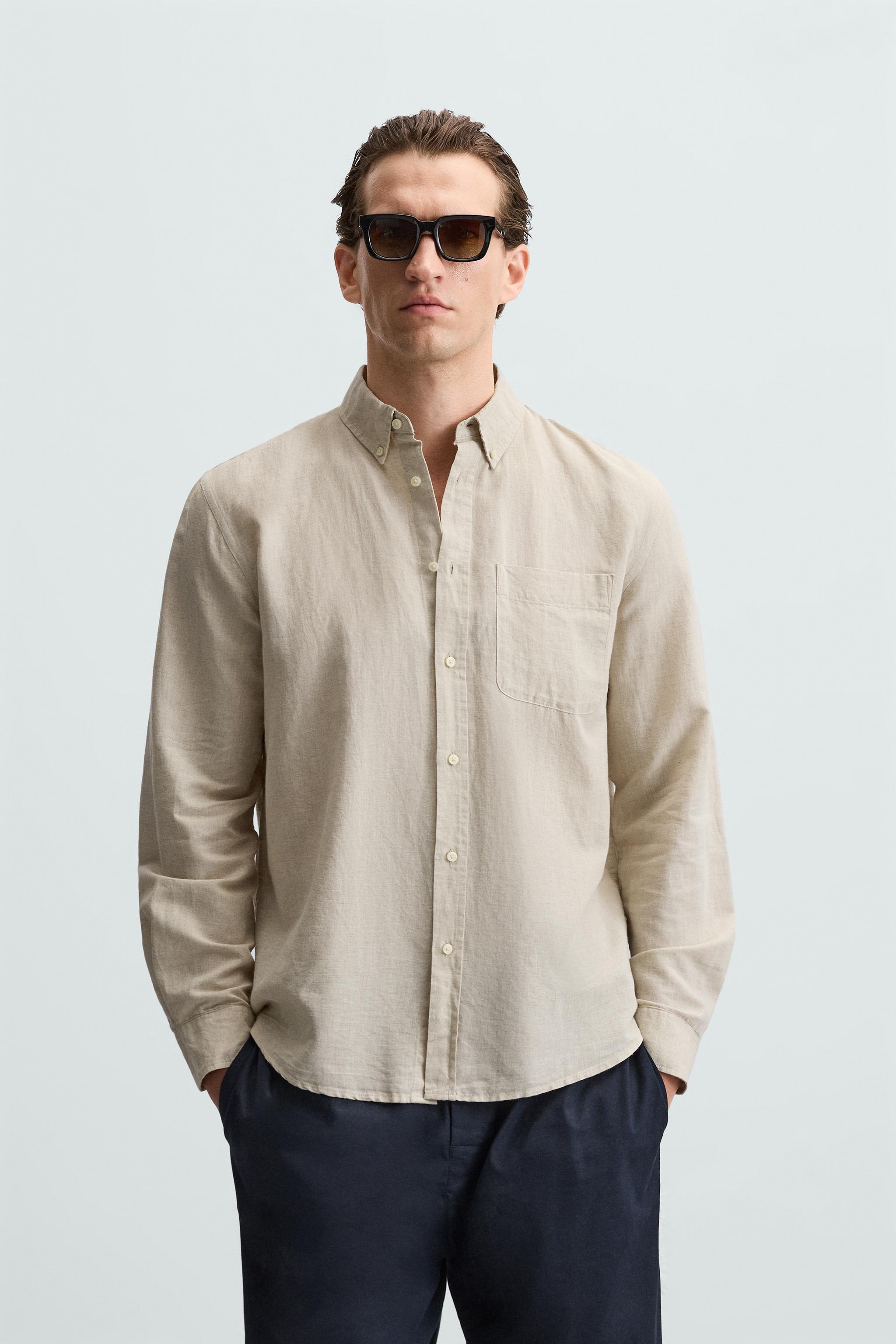 COTTON - LINEN SHIRT - Light beige | ZARA South Africa