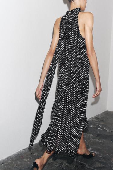 ZW COLLECTION HALTER POLKA DOT DRESS - Black / White by Zara - Image 2