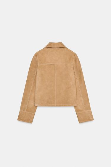 VESTE EN CUIR DAIM 100 % ZW COLLECTION LIMITED EDITION - Marron clair de Zara - Image 5