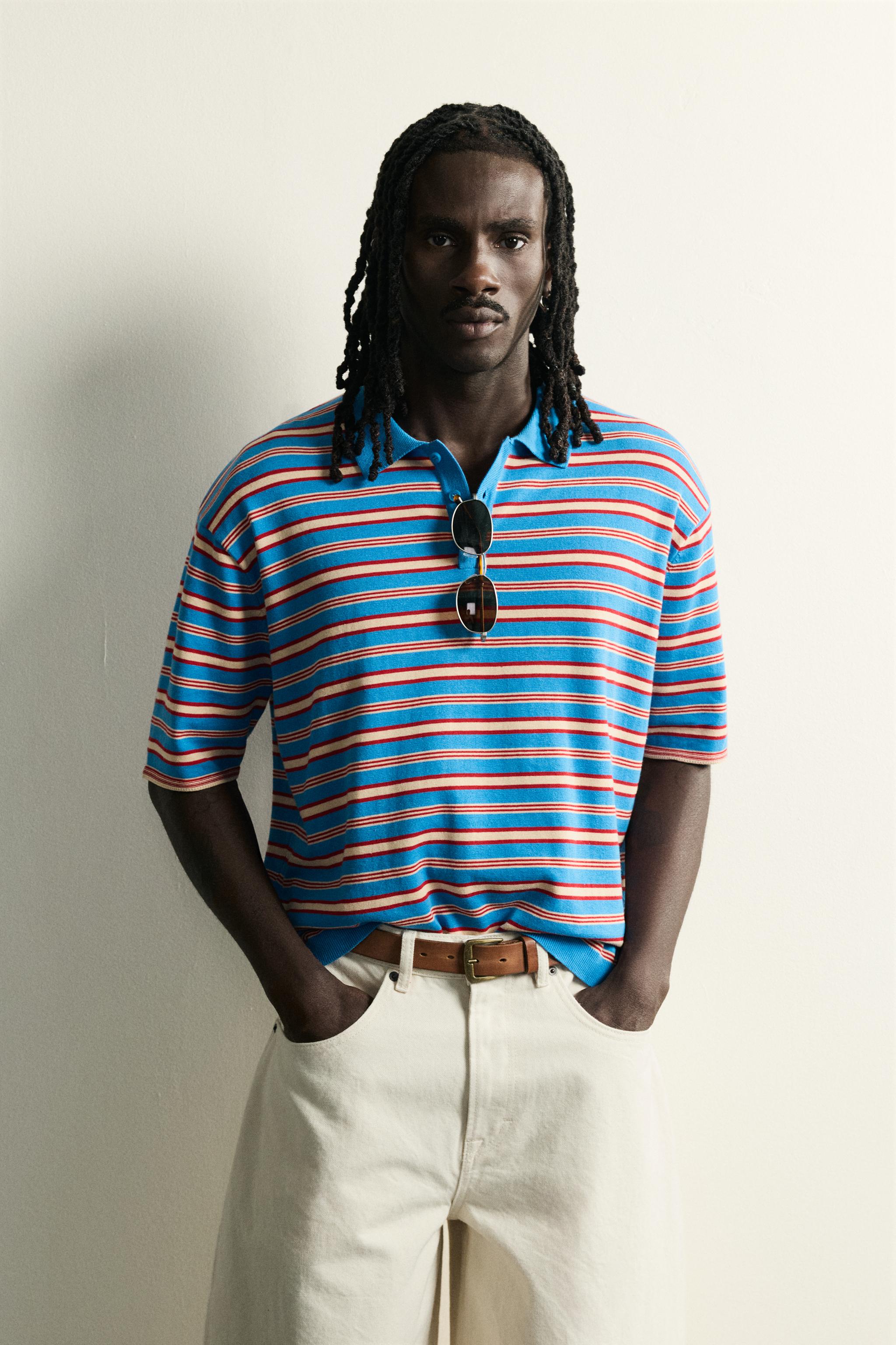 POLO EN MAILLE JACQUARD À RAYURES