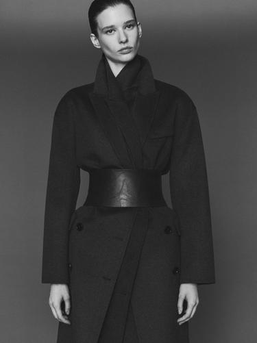 Zara Long wool blend surplice coat - Brown