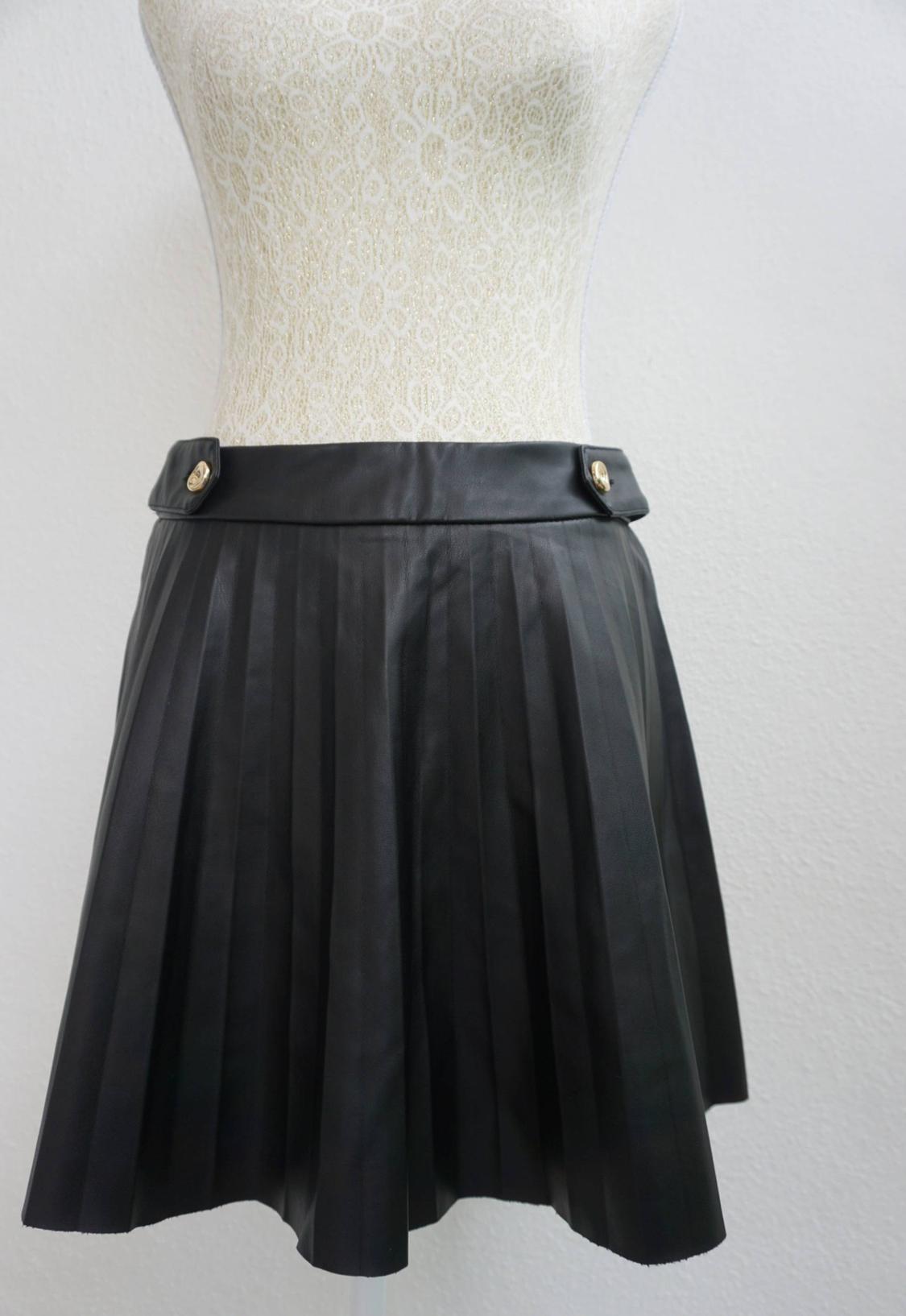 FAUX LEATHER MINI SKIRT WITH BOX PLEATS - Image 4