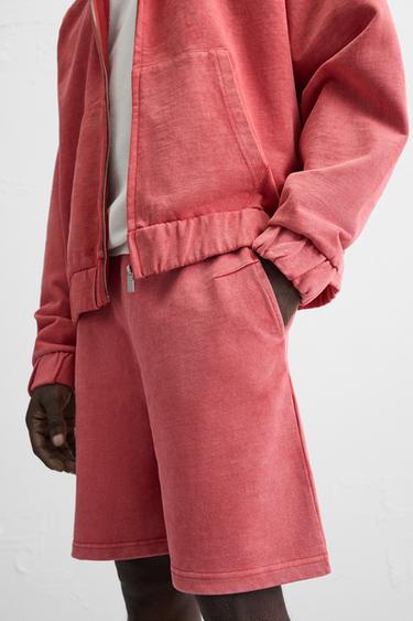 RELAXED FIT JOGGER BERMUDA SHORTS - Red by Zara - Image 4