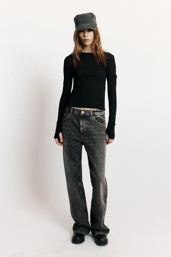 TRF LOW-RISE STRAIGHT-LEG LOOSE JEANS - Anthracite grey de Zara - Imagen 0