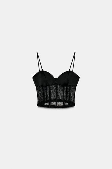Zara LACE CORSET TOP - Black