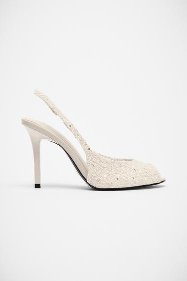 حذاء مفتوح الكعب نسيجي بمقدمة مفتوحة - خَام by Zara