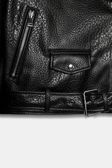 BLOUSON DE MOTARD À ÉPAULETTES EN MATIÈRE SYNTHÉTIQUE - Noir de Zara - Image 7