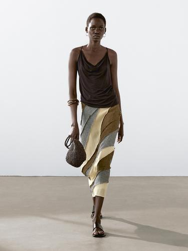 Zara Flowing strappy top with crossover back - Chocolate - Image 0
