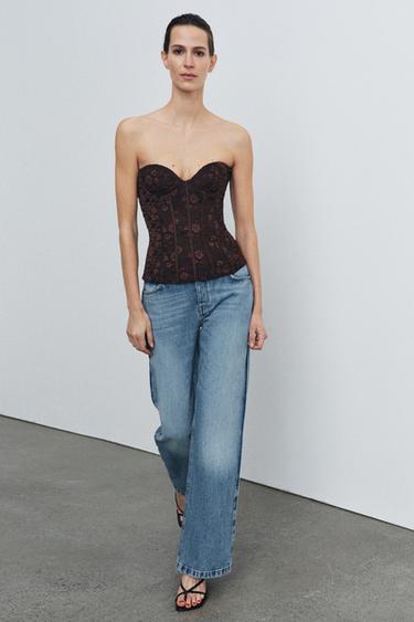 CORSÉ ENCAJE - Marrón de Zara