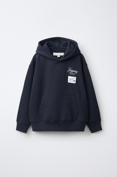 Varsity-Sweatshirt mit Schriftzug - Dunkles Marineblau von Zara