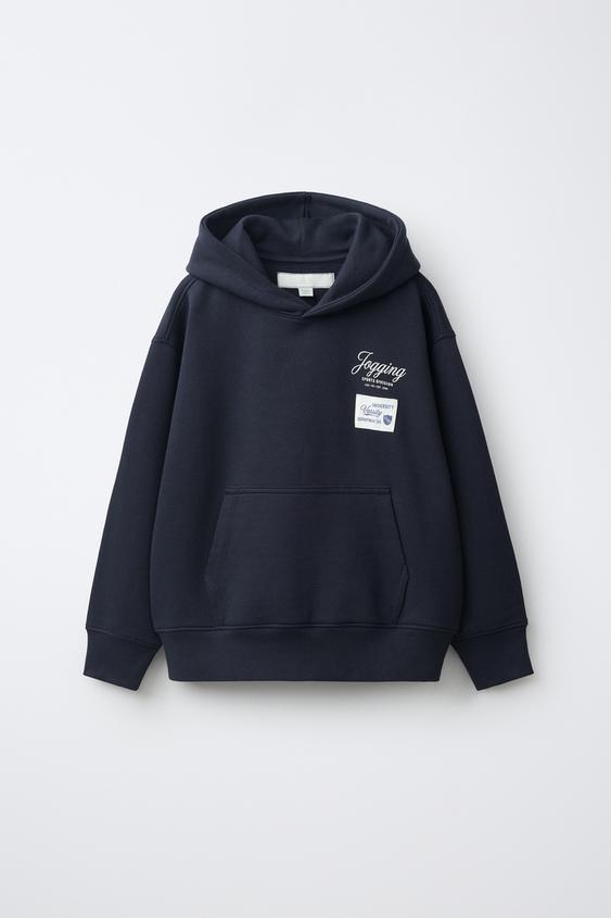 SUDADERA VARSITY TEXTO - Marino oscuro de Zara - Imagen 0