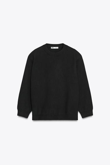 PLAIN KNIT SWEATSHIRT WITH SHOULDER PADS - Black by Zara - Image 3