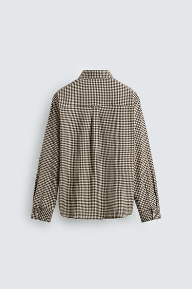 TEXTURED CHECK SHIRT - Brown by Zara - Image 7