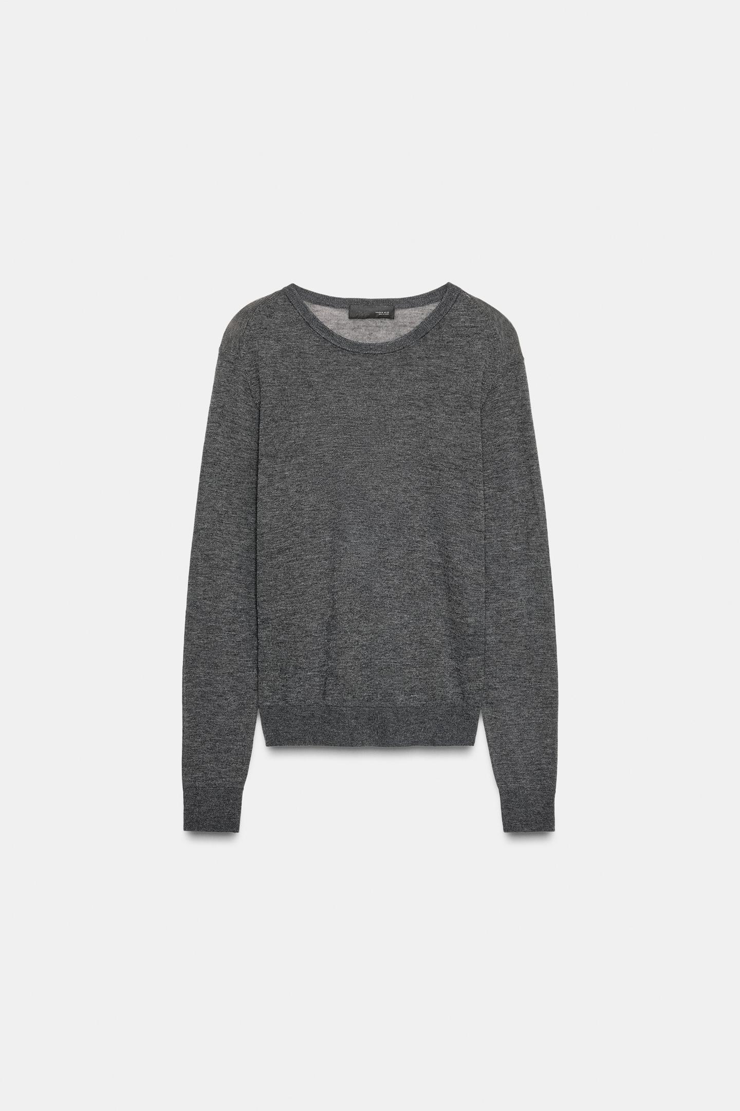 Женский свитер Zara Extra-Fine Wool and Silk, цвет: Тёмный серый — фото 4
