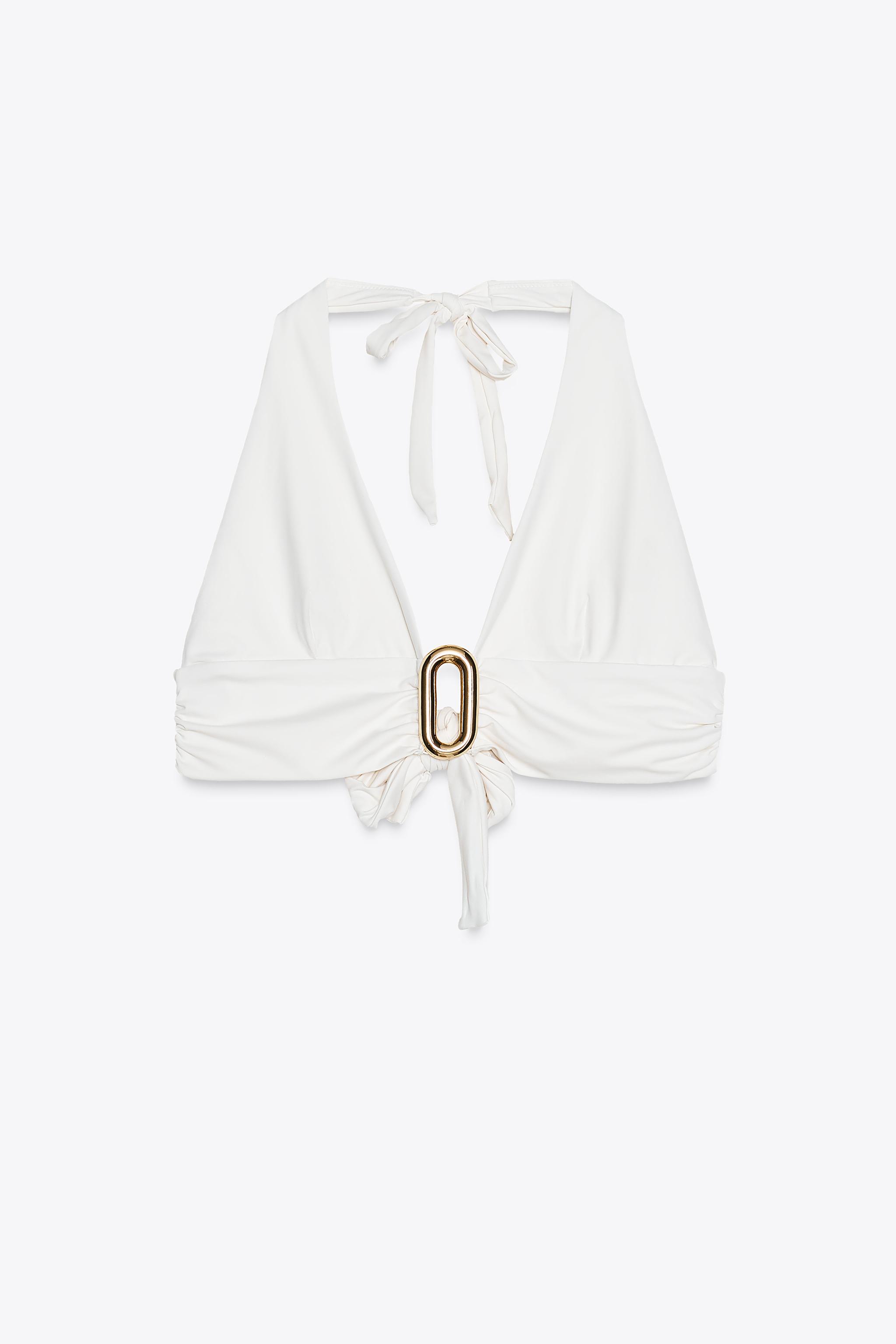 ZARA メタルパーツ付きホルターネック スイムウェア 0167/229 メタルパーツ付きホルターネック スイムウェア - エクリュ