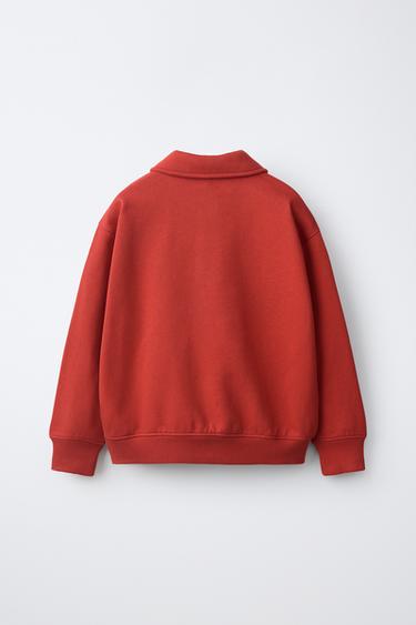 POLO COLLAR SWEATSHIRT — Red 2
