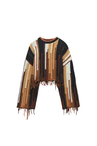 FRINGED KNIT SWEATER