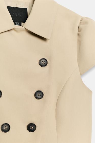 DOUBLE-BREASTED SHORT SLEEVE JACKET - camel by Zara - Image 5