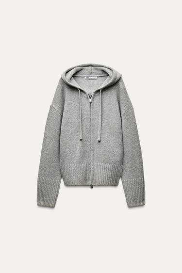 KNITTED HOODIE - Light grey by Zara