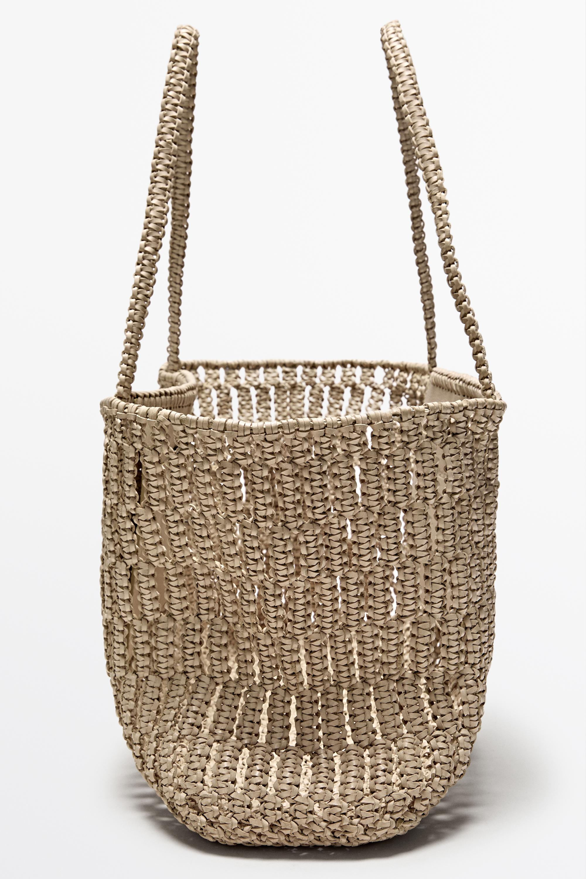 Braided nappa leather shopper bag — White