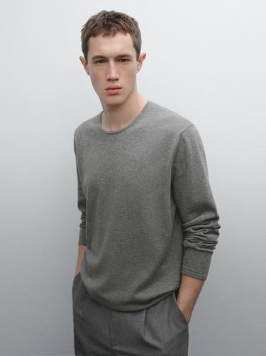 Zara 100% cotton fine knit sweater - Mid-gray