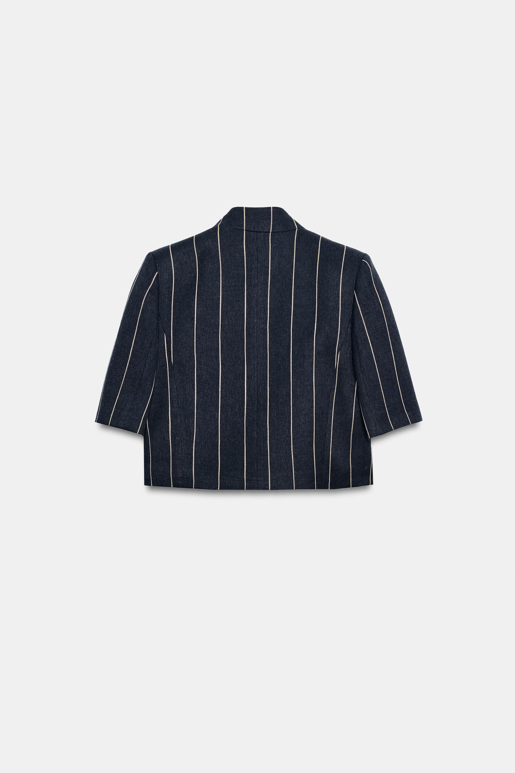 STRIPED LINEN BLEND JACKET ZW COLLECTION