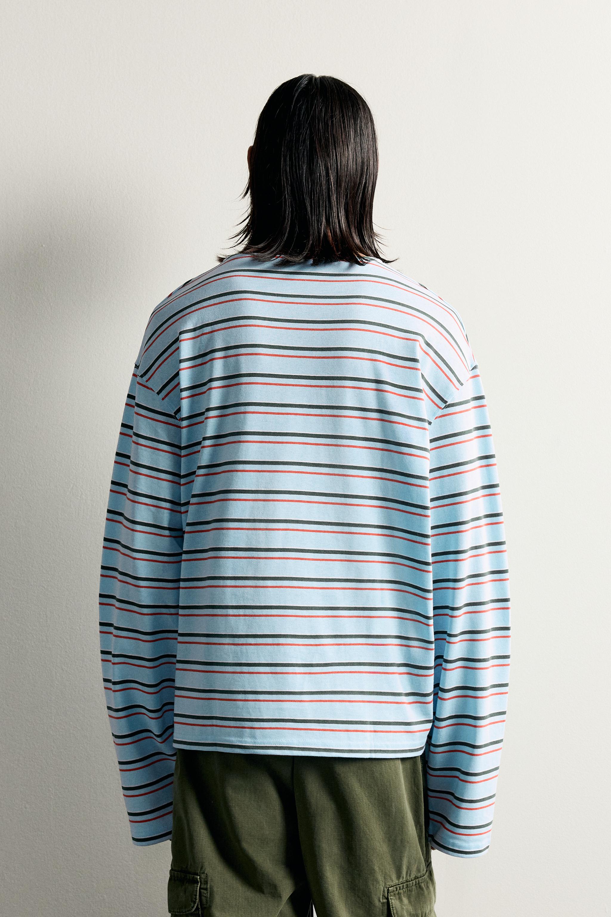 Мужские футболки Zara STRIPED JACQUARD T-SHIRT — фото 3