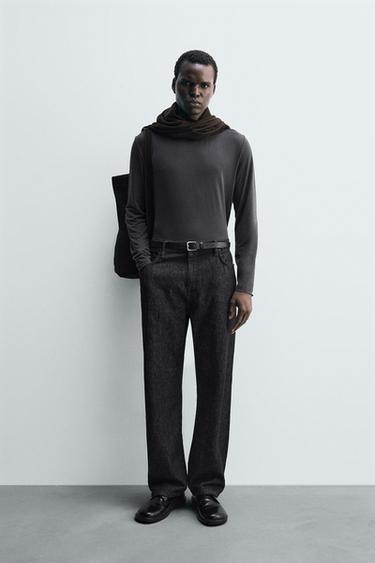 LIGHTWEIGHT LONG SLEEVE T-SHIRT - Dark grey by Zara