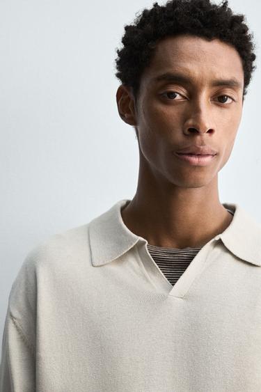 PLETENÁ POLOKOŠILE BAVLNA – KONOPÍ - Písková od Zara