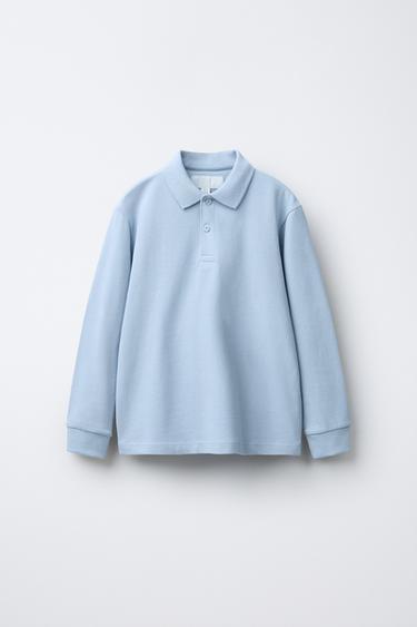Zara BASIC PIQUÉ POLO SHIRT - Sky blue