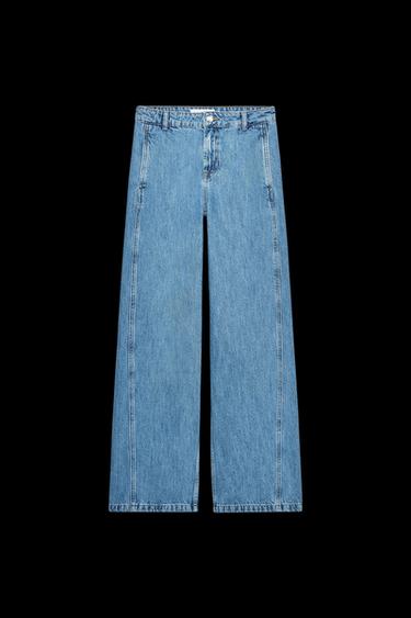 JEANS Z1975 STRAIGHT MIT HOHEM BUND UND ZIERNAHT - Mittelblau von Zara - Bild 0