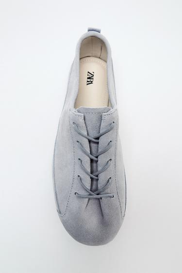 LEATHER DERBY SHOES - Light Blue by Zara