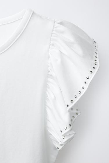 BODY À VOLANT ET CLOUS EN MODAL - Blanc de Zara - Image 2