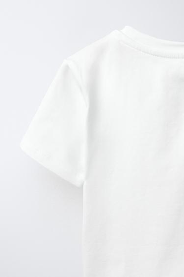 T-SHIRT WITH BEADED BOW - White by Zara - Image 3