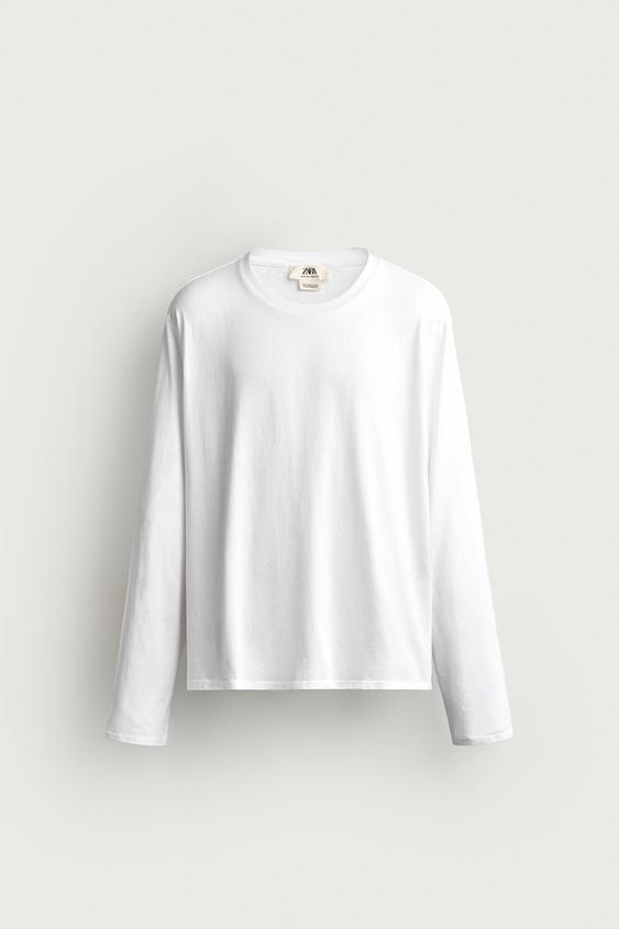 T-SHIRT DÉCONTRACTÉ À MANCHES LONGUES - Blanc de Zara - Image 6